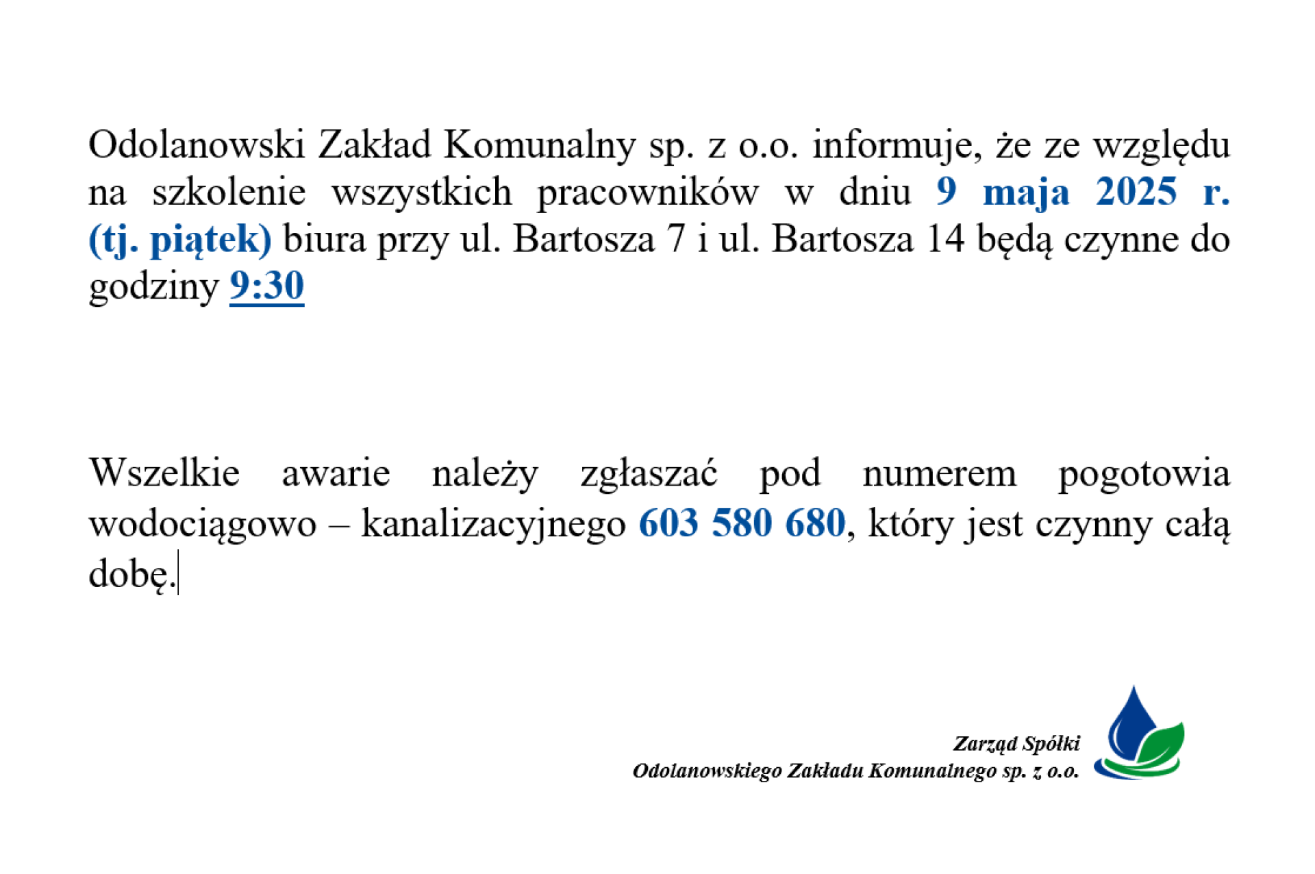Biura nieczynne