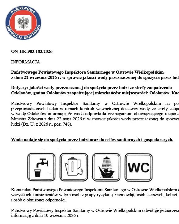 💧WODA NADAJE SIĘ DO SPOŻYCIA PRZEZ LUDZI ORAZ DO CELÓW SANITARNYCH I GOSPODARCZYCH.